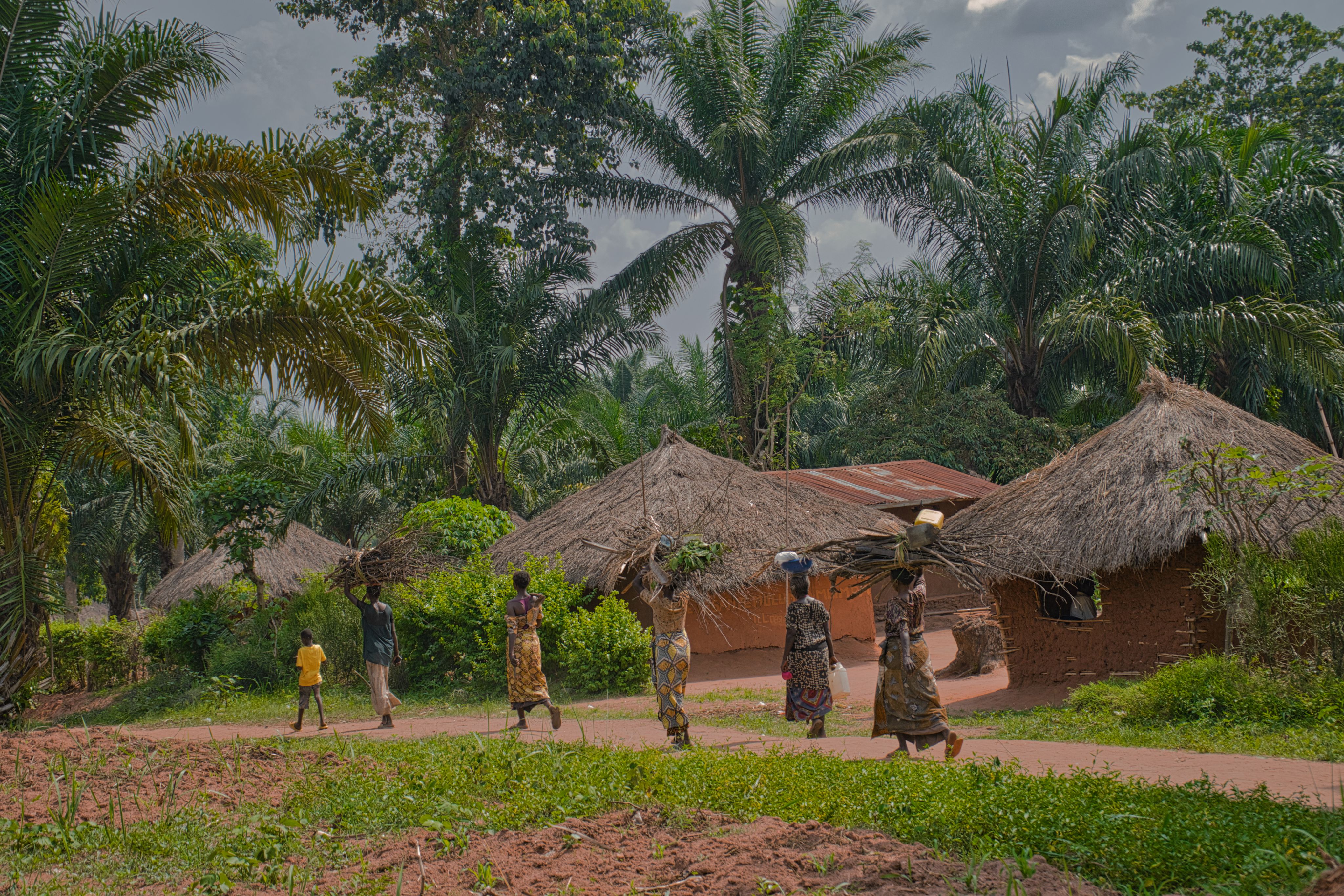 rural people walking congo