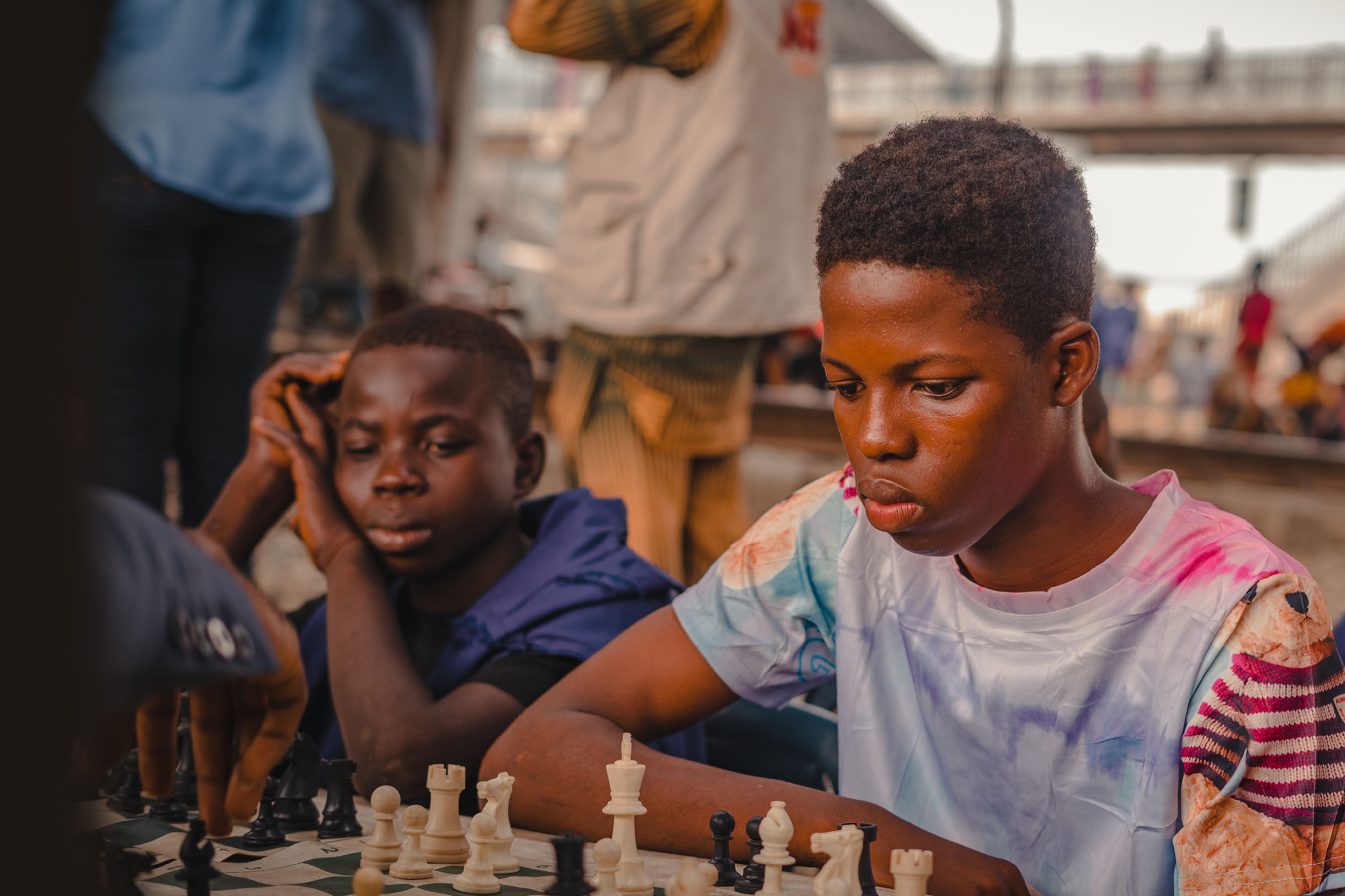 Adeoye Fawaz playing chess in Oshodi